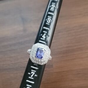 Elegant Silver and Purple Blue Gemstone Ring